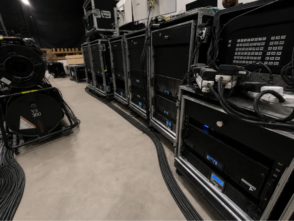 Media-server preparation and event screens for the FIFA World Cup 2034 host confirmation event — view 2