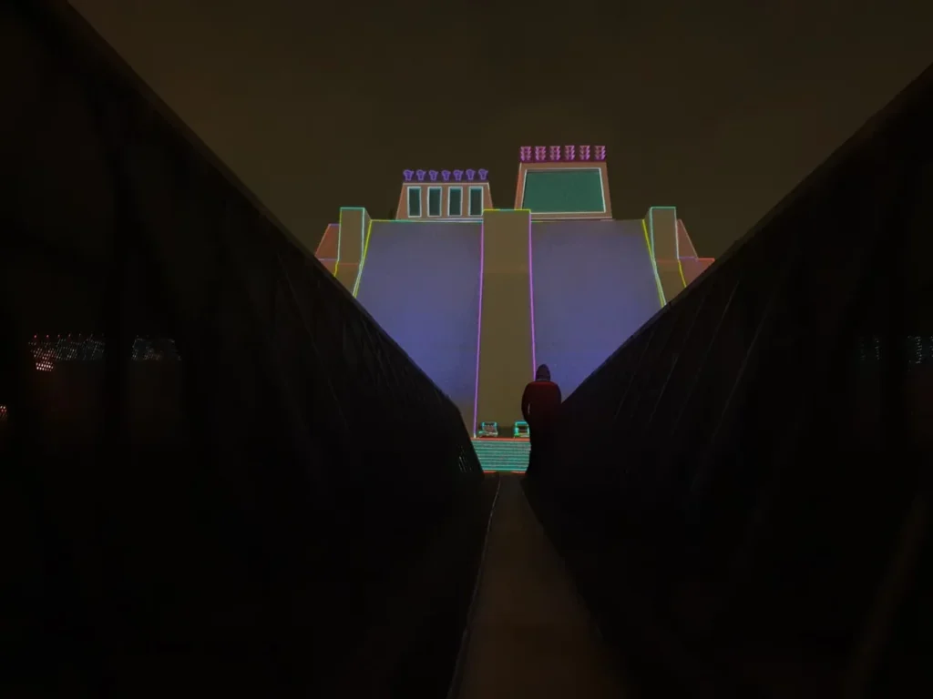 Large-scale public projection at Memoria Luminosa — Huey Teocalli in Mexico City — view 2