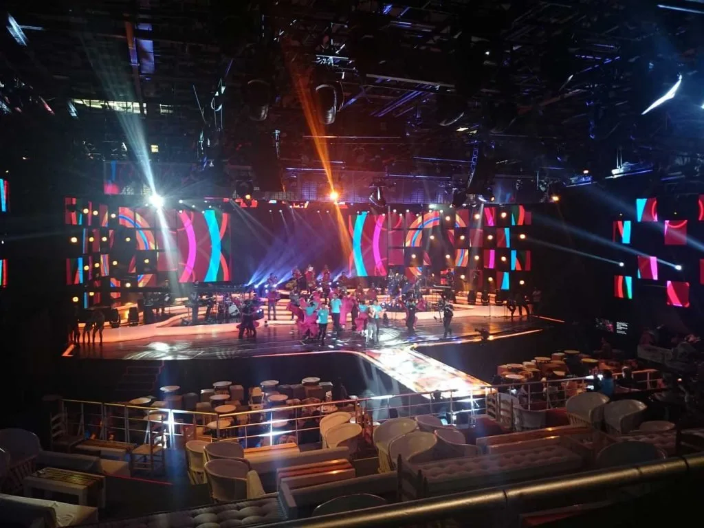 LED television stage and d3 playback setup for Mexican Night — view 3