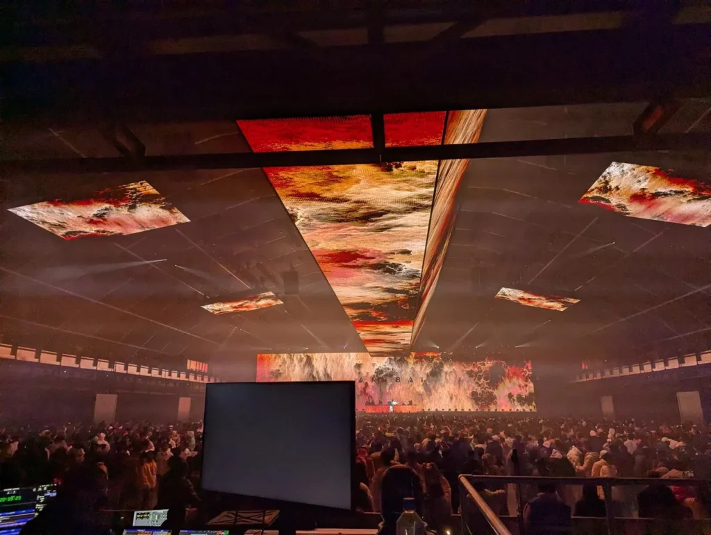 LED ceiling, suspended screens and stage environment at MDL Soundstorm 2024 — view 3