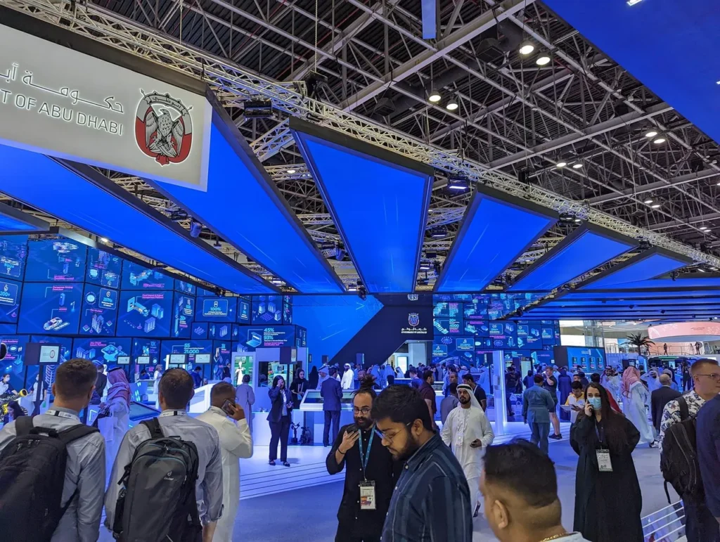 Multi-surface display installation at the Abu Dhabi Government Pavilion during GITEX Global 2022 — view 3
