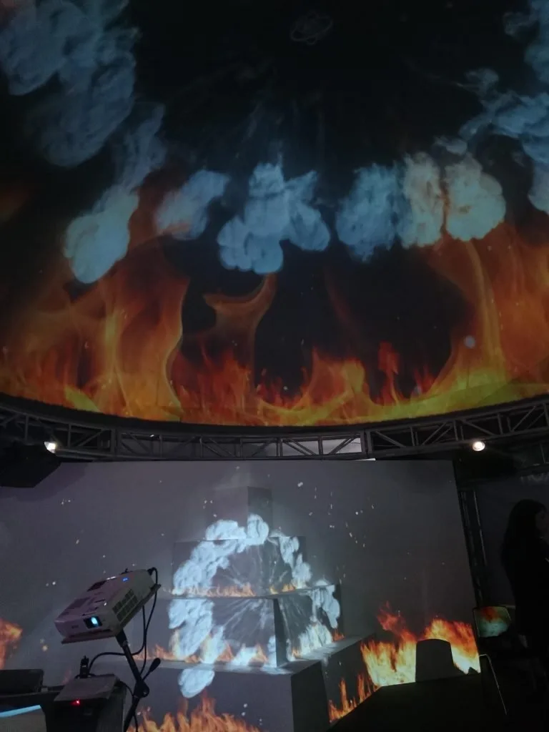 Curved dome projection setup at InfoComm Bogotá — view 3