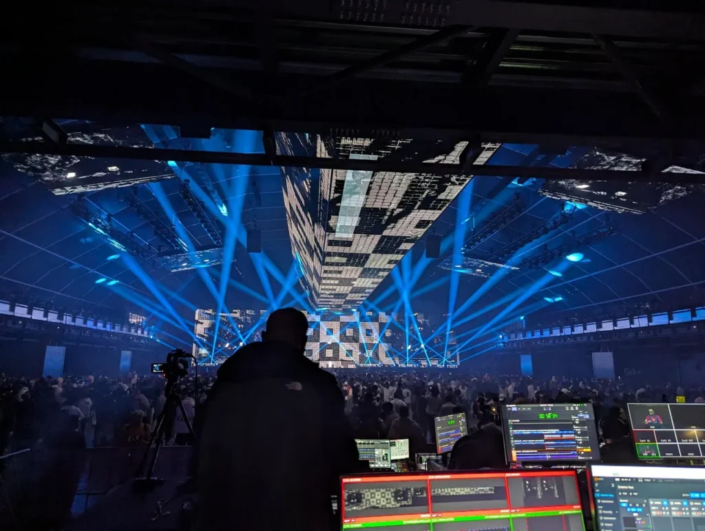 LED ceiling, suspended screens and stage environment at MDL Soundstorm 2024 — view 4