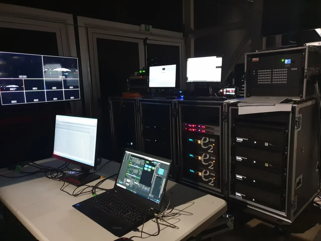 Media-server racks, fiber connections and LED stage at MDL Soundstorm 2021 — view 4