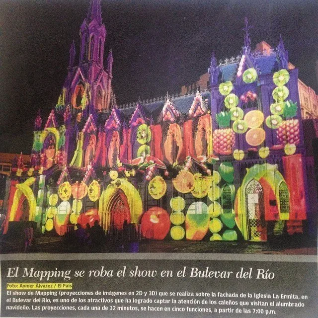 Architectural projection mapping on La Ermita church in Cali — view 4