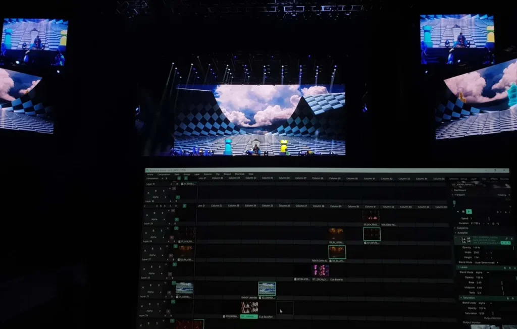 Stage screens and synchronized live visuals for Sie7e — view 5