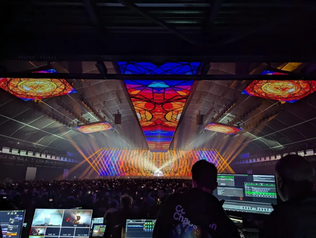 LED ceiling, suspended screens and stage environment at MDL Soundstorm 2024 — view 6