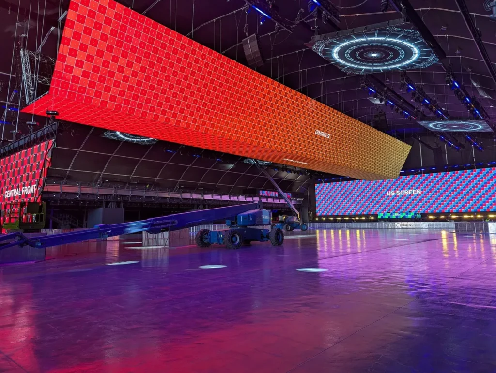 LED ceiling, suspended screens and stage environment at MDL Soundstorm 2024 — view 8