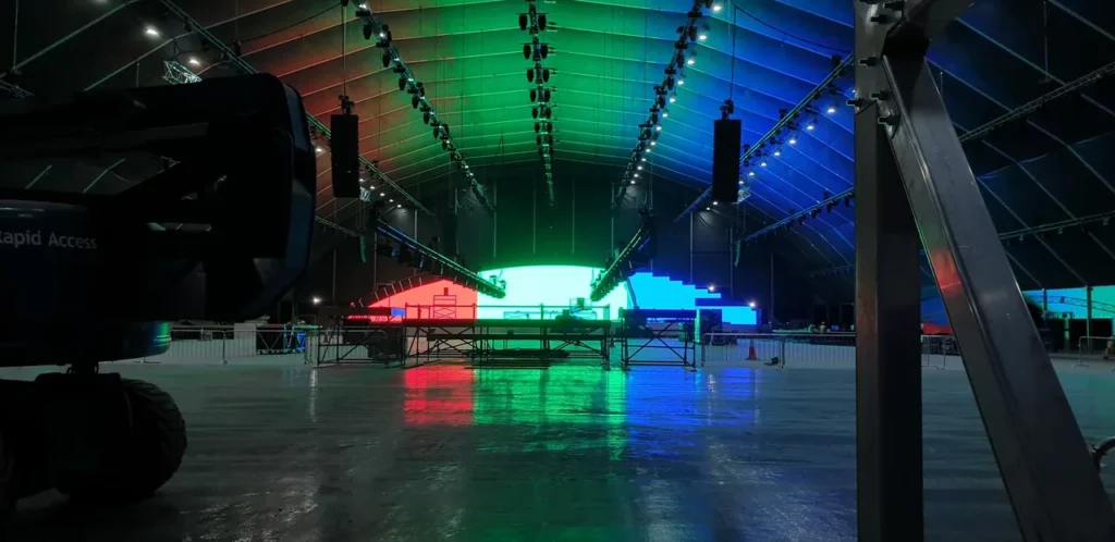 Media-server racks, fiber connections and LED stage at MDL Soundstorm 2021 — view 9